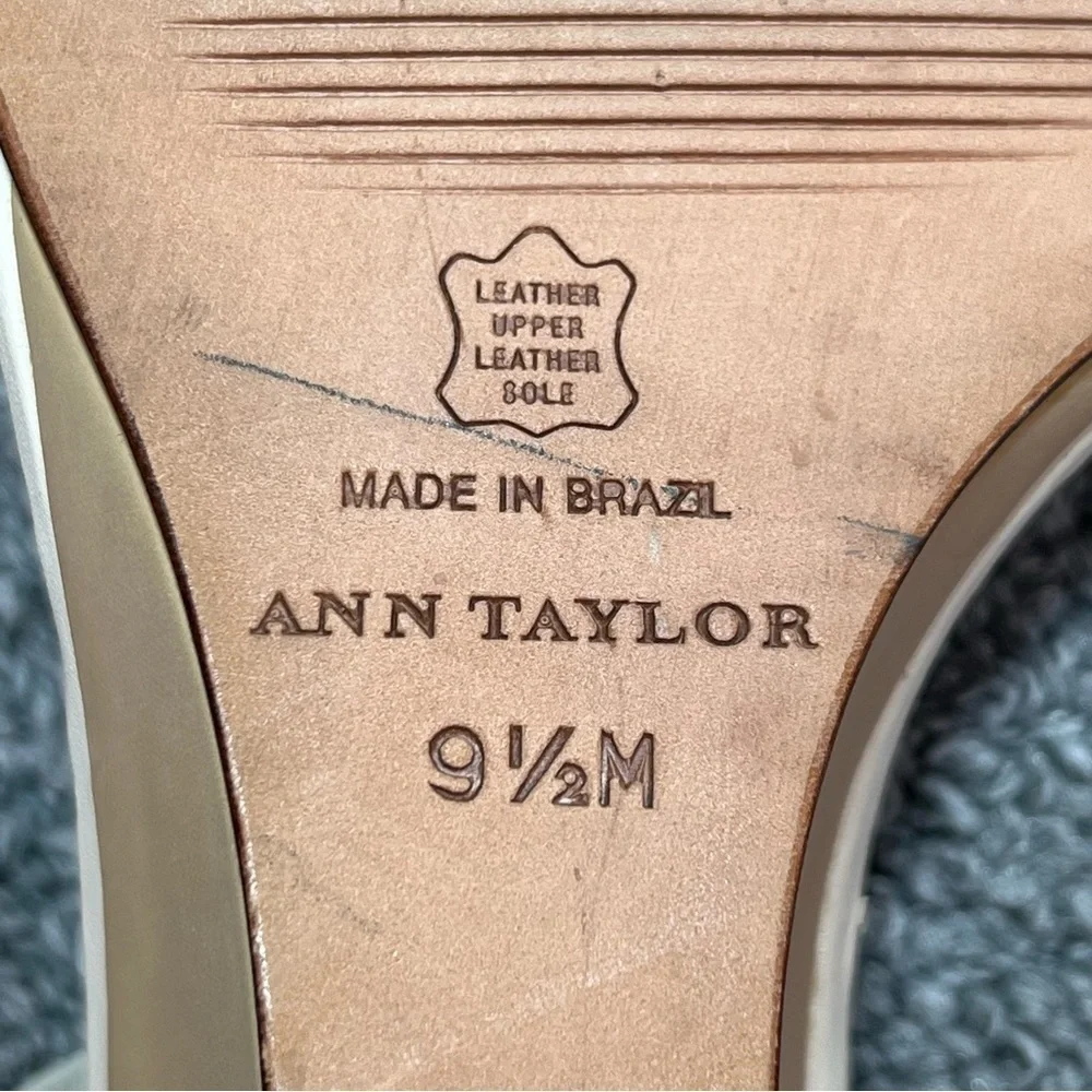 Ann Taylor Strappy Sling Back Wedge Heel Sandals Ivory Size 9.5